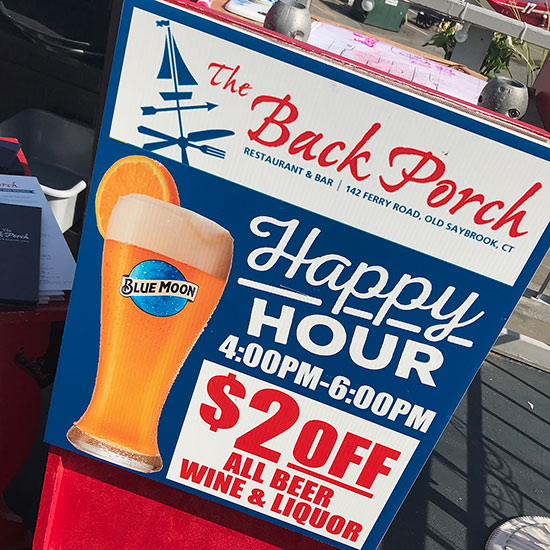 Happy Hour at the Back Porch, Old Saybrook CT
